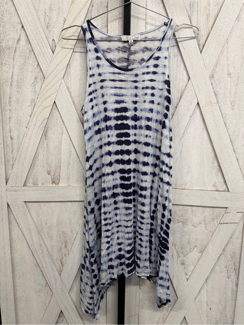 Tie-Dye Navy & White Racerback Swim Coverup